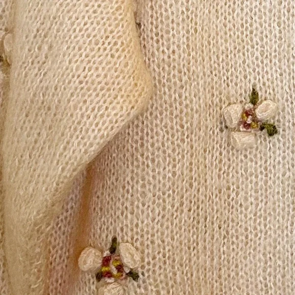 Light Pink Cottagecore Cardigan Fits Large 3D Crochet Cabin Floral Soft Girl - Picture 5 of 6